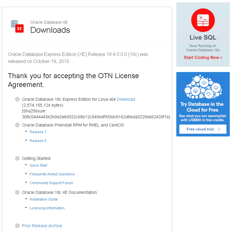 Oracle Database Express Edition Download